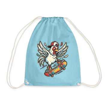 Skater Chicken - Turnbeutel - Aqua - Vorne