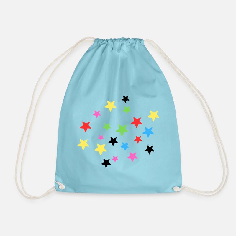 Colorful star explosion on fabric - Drawstring Bag - aqua