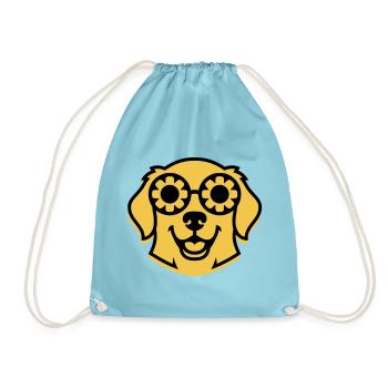 Cool Retriever Glasses Hippie Dog - Drawstring Bag - aqua - Front