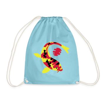 Abstract fish in bright colors - Drawstring Bag - aqua - Front