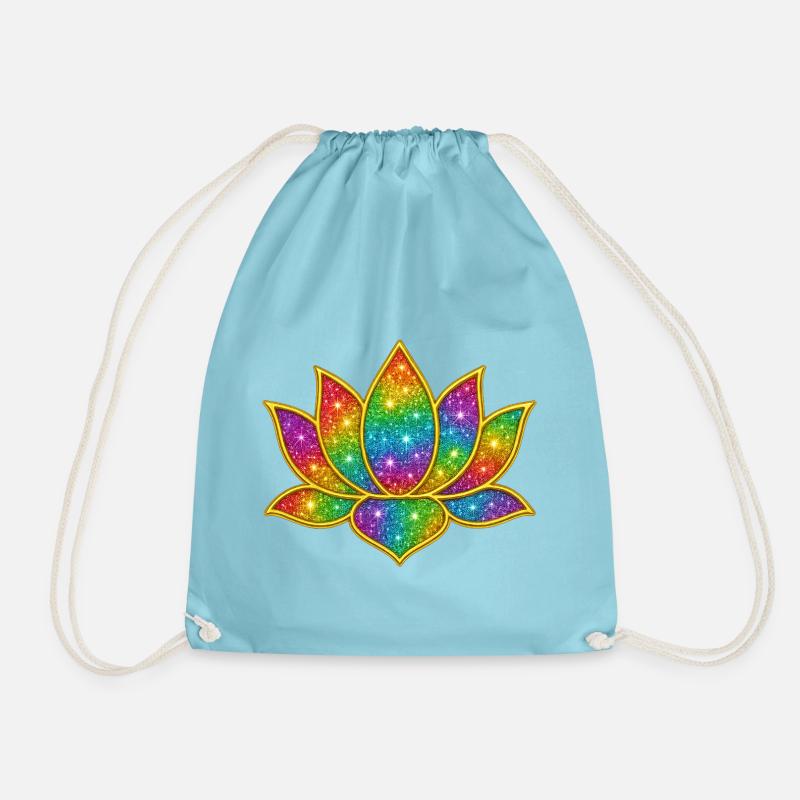 Funkelnder Lotus in Regenbogenfarben - Turnbeutel - Aqua