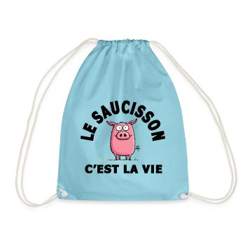 le saucisson c'est la vie humour - Sac de sport léger - aqua - Devant