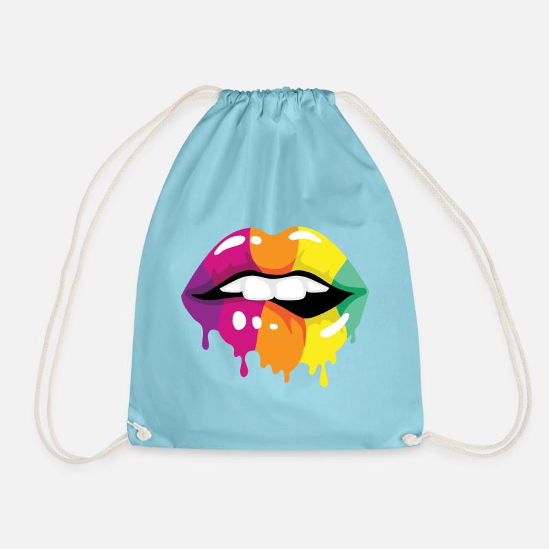 Farbige Lippen - Turnbeutel - Aqua
