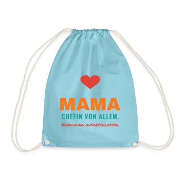 Mama – Chefin von allem - Turnbeutel - Aqua - Vorne