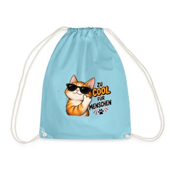 Zu cool für Menschen – Lustige Katze - Turnbeutel - Aqua - Vorne
