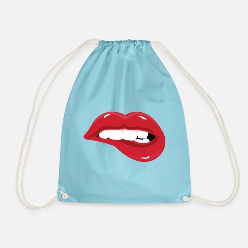 lips - Drawstring Bag - aqua