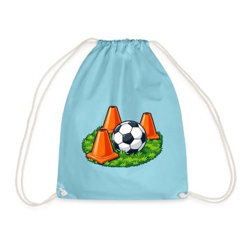 Fußball-Trainingskegel - Turnbeutel - Aqua - Vorne