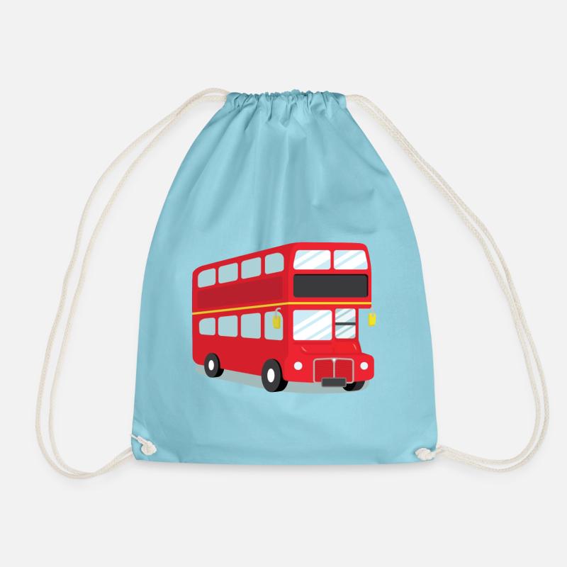 Red London Bus - Drawstring Bag - aqua