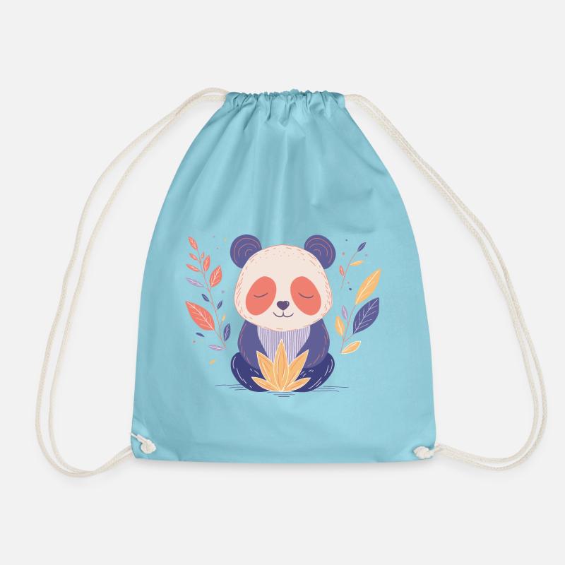 Yogi Panda - Drawstring Bag - aqua