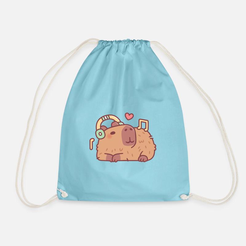 Süßes Capybara Mit Kopfhörern, Das Zu Musik Chillt - Turnbeutel - Aqua