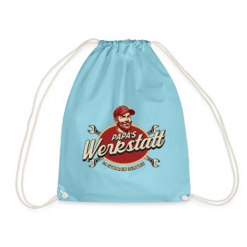 Papas Werkstatt 24h Service Heimwerker Geschenk - Turnbeutel - Aqua - Vorne