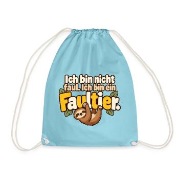 Faultier Spruch Humor Gemütlichkeit - Turnbeutel - Aqua - Vorne
