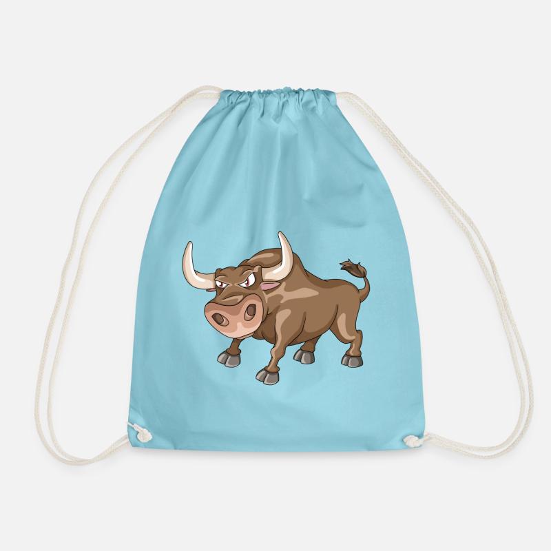 Cute bull cartoon illustration - Drawstring Bag - aqua