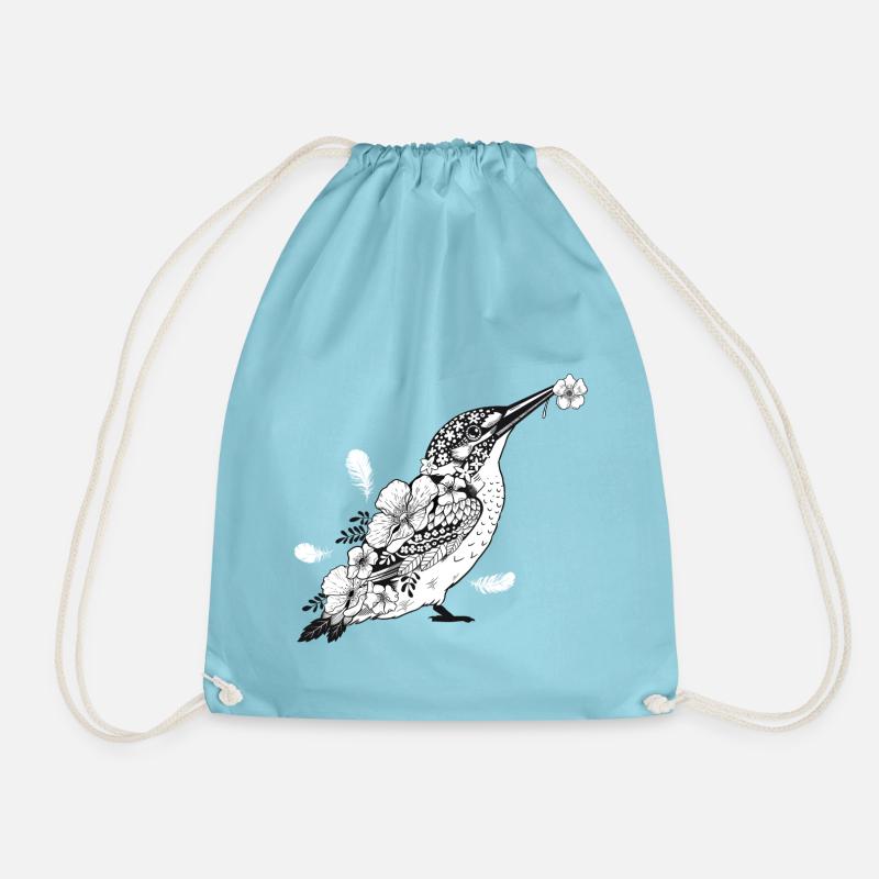 Eisvogel mit Blumen - Turnbeutel - Aqua
