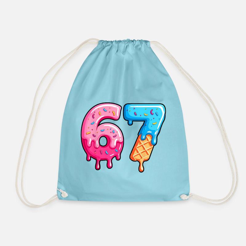Figures Sweet 6-7 Dessert Font - Drawstring Bag - aqua