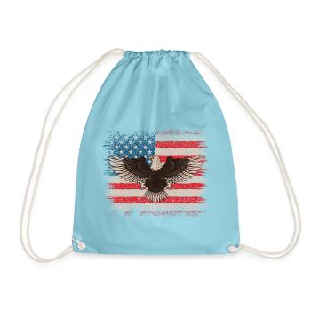 Weißkopfseeadler USA Flagge Amerikanischer Adler  - Turnbeutel - Aqua - Vorne