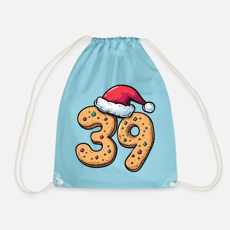 39 Number Cookie Christmas - Drawstring Bag - aqua