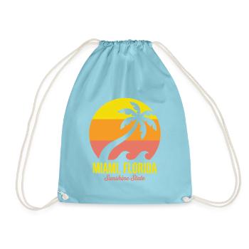 Miami-Florida-Palmen-Sonnenuntergang - Turnbeutel - Aqua - Vorne