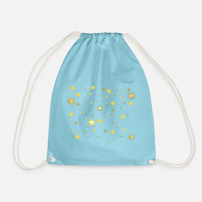 Golden Star Sparks - Drawstring Bag - aqua