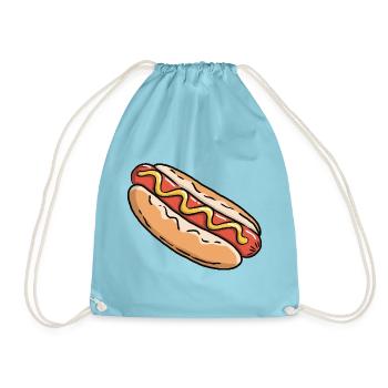 Hotdog - Hot Dog Fast Food Snack American - Drawstring Bag - aqua - Front