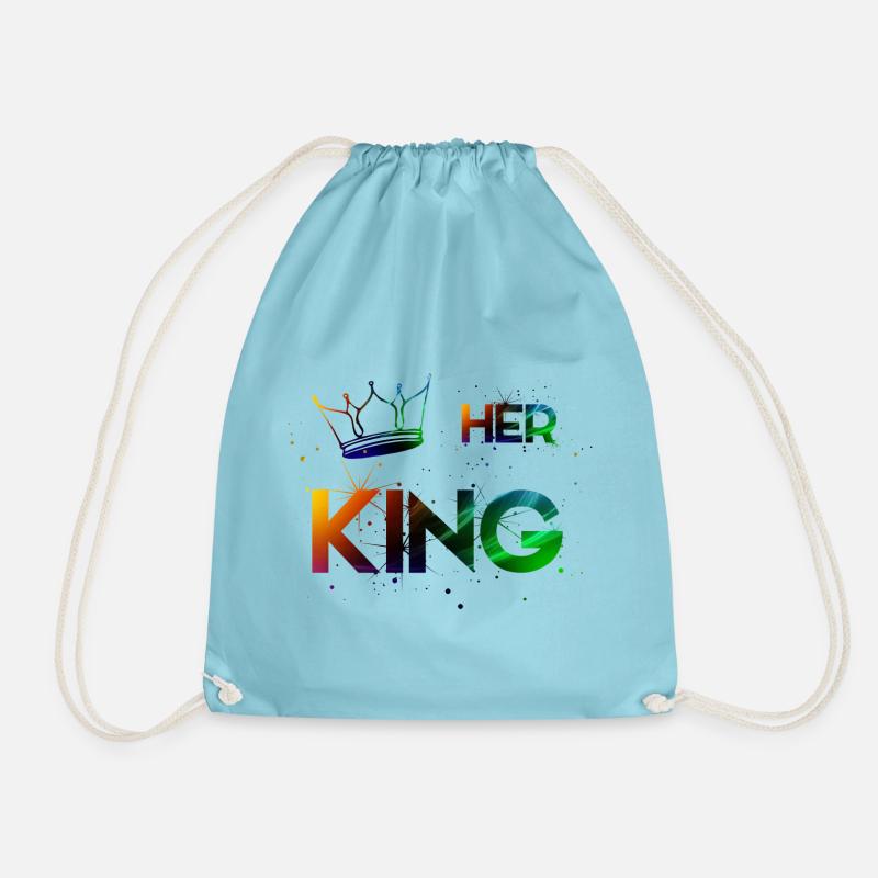 Her King - Drawstring Bag - aqua