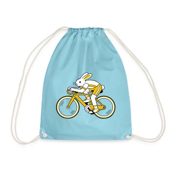 hare on a racing bike - Drawstring Bag - aqua - Front