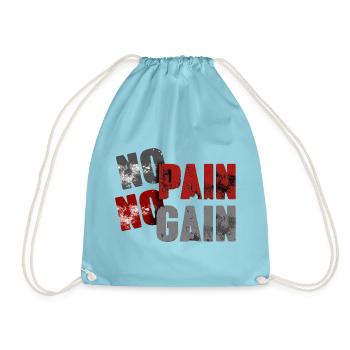 No Pan No Gain Distressed Typografie - Turnbeutel - Aqua - Vorne