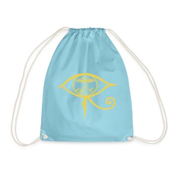 Auge von Horus, antikes UFO - Turnbeutel - Aqua - Vorne