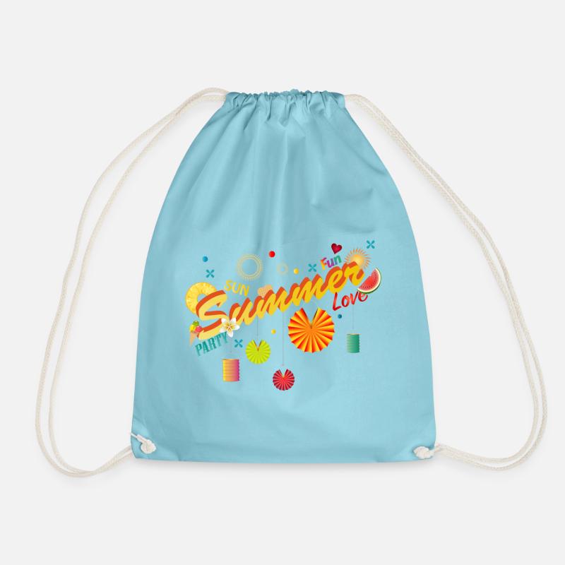 Sun, summer, fun and party in your own garden - Drawstring Bag - aqua
