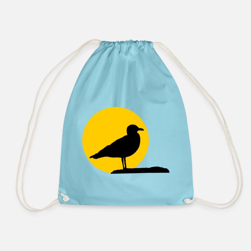 Seagull in front of sun - Drawstring Bag - aqua