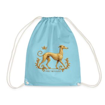 Free the Galgo - Embroidery Nr01 - Drawstring Bag - aqua - Front