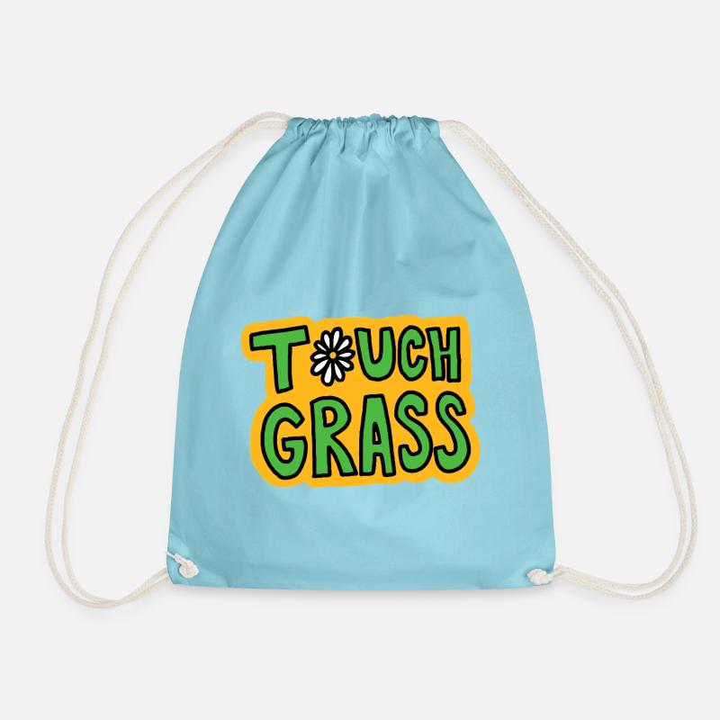 Retro "Touch Grass" Gänseblümchen - Turnbeutel - Aqua