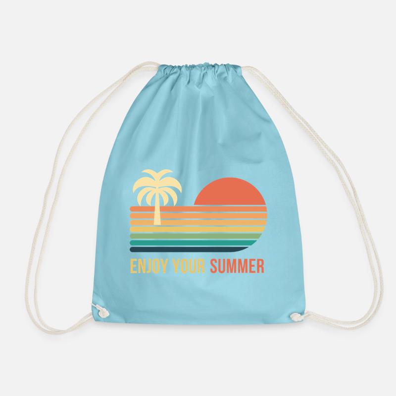 Sunset Retro Palme - Turnbeutel - Aqua