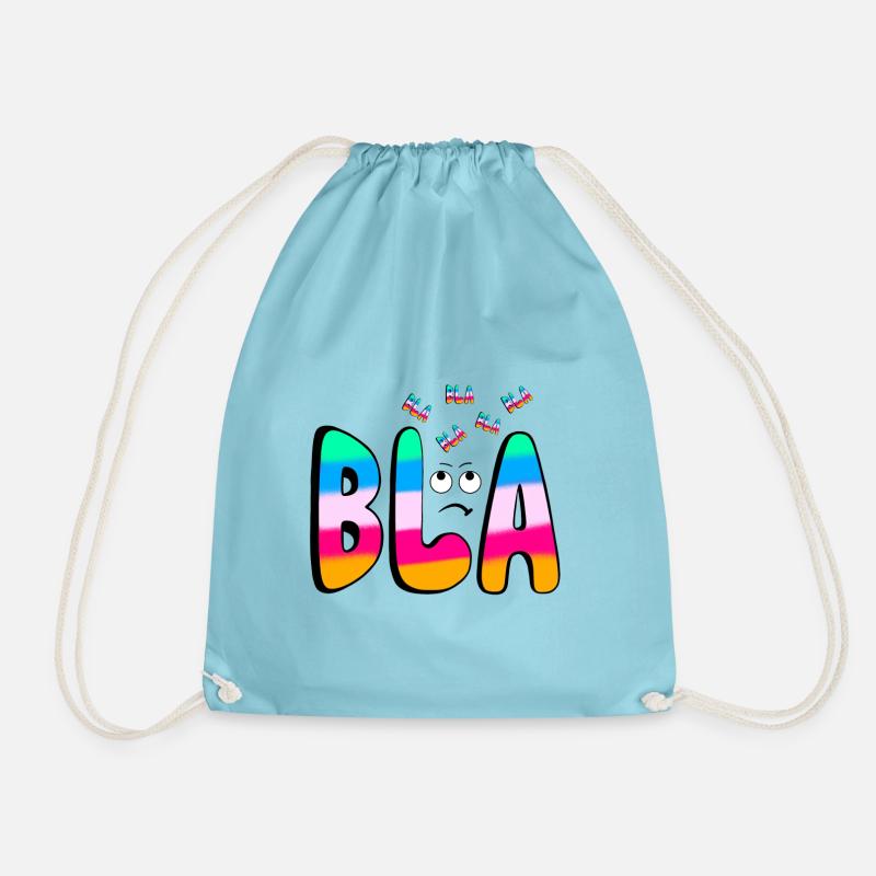 BLA BLA BLA Regenbogenschrift auf Schwarz - Turnbeutel - Aqua