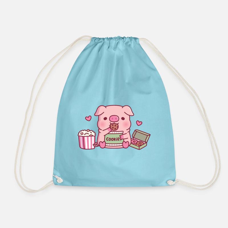 Mignon cochon grignotant des biscuits - Sac de sport léger - aqua