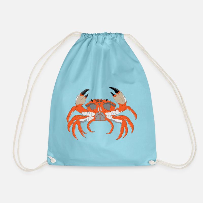 Crab Print - Drawstring Bag - aqua