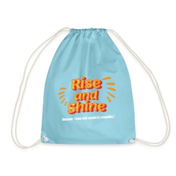 Rise and Shine: Side Quest Tee - Drawstring Bag - aqua - Front