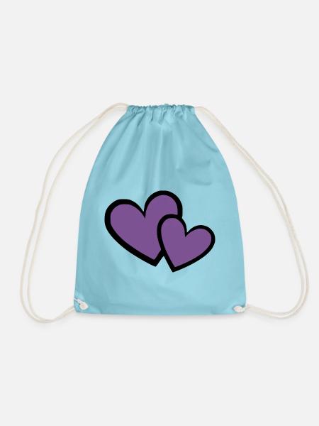 2 violette Herzen Herz violett Herzmuster - Turnbeutel - Aqua