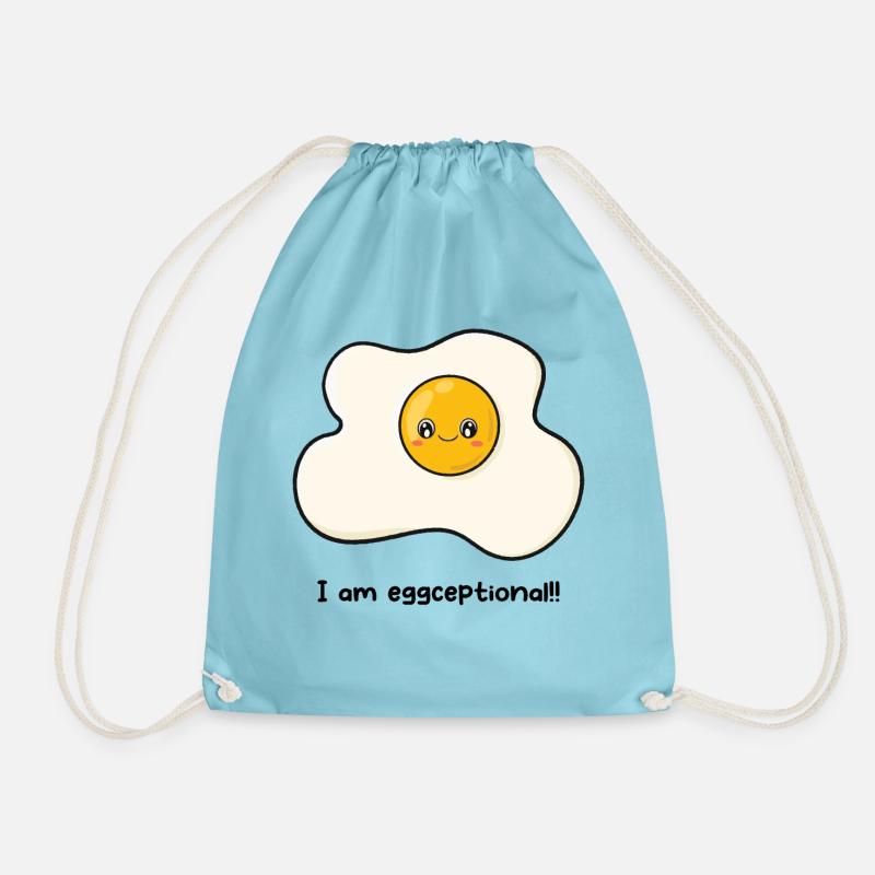 I am eggceptional - Drawstring Bag - aqua