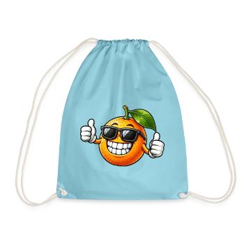 Coole Apfelsine mit Sonnenbrille Lächeln - Turnbeutel - Aqua - Vorne