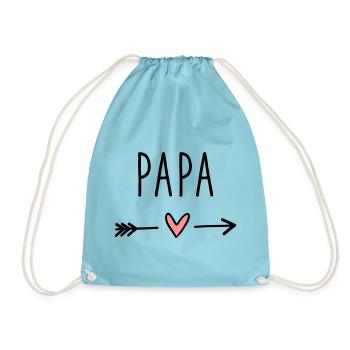 Papa Herz Pfeil Liebe Vatertag Geschenk - Turnbeutel - Aqua - Vorne