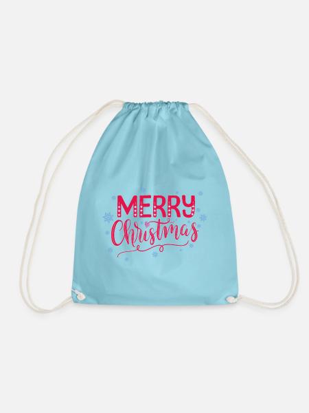 Frohe Weihnachten: Merry Christmas - Turnbeutel - Aqua