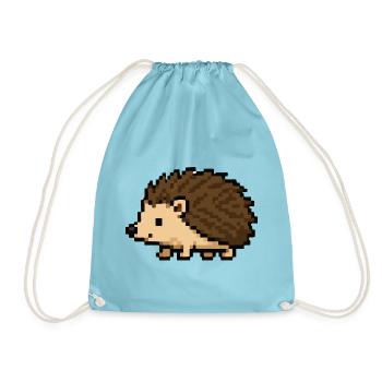 Pixeliger Igel im Retro-Stil - Turnbeutel - Aqua - Vorne