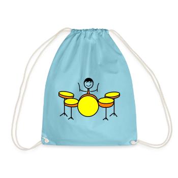 Trommel Drumset Drummer - Turnbeutel - Aqua - Vorne