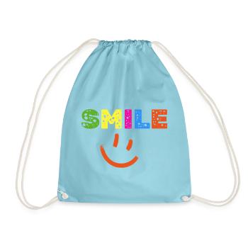 Smile Farbexplosion, Gute Laune Shirt, Statement  - Turnbeutel - Aqua - Vorne