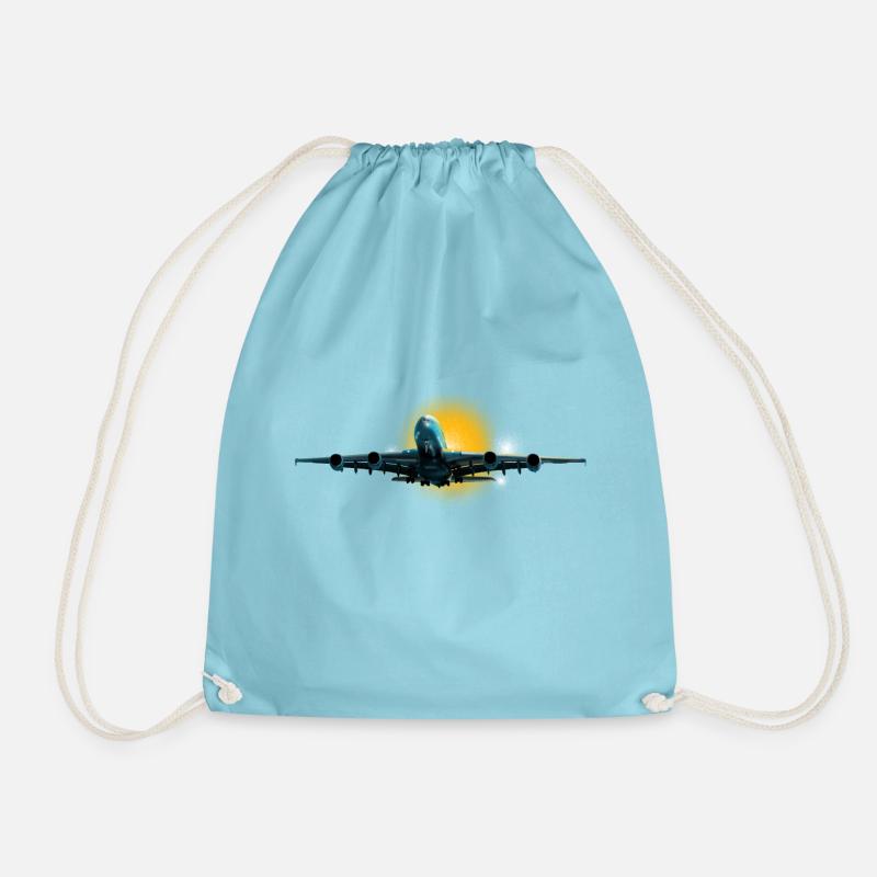largest airliner - Drawstring Bag - aqua