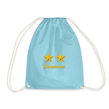 Spanien zwei goldene Sterne - Turnbeutel - Aqua - Vorne