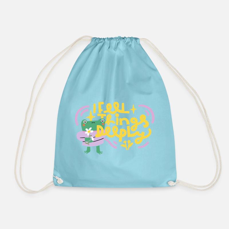 I Feel Things Deeply – Emotional Frog - Drawstring Bag - aqua