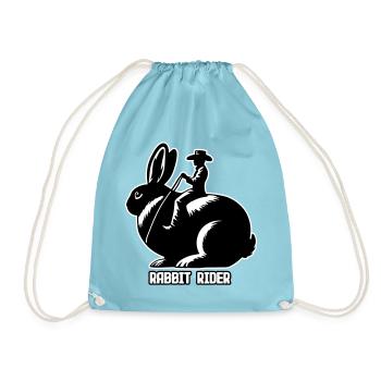 Rabbit Rider (Text hell - mit Kontur, 3-farbig) - Turnbeutel - Aqua - Vorne
