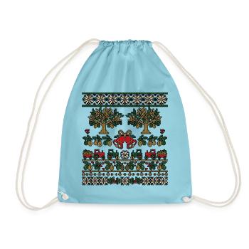 Weihnachts Olivenbauer Strickdesign - Turnbeutel - Aqua - Vorne